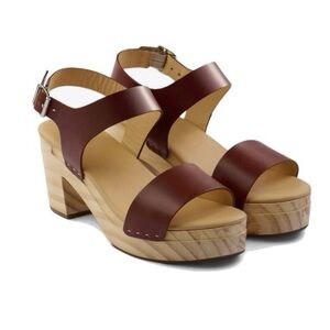 Nisolo All Day Open Toe Clog Platform Chunky Wood Heel Size 8